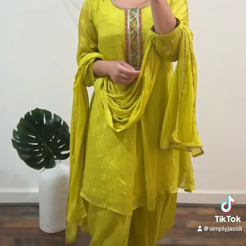 SimplyJassi Neon Nakhra Kaftan - Lightweight Airy Adjustable Kaftan in Gorgeous Neon Green Hue Fits Sizes 3