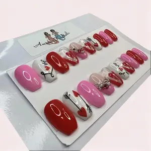 Amazing K Nails Love's Tapestry - Romantic Short Coffin Press-Ons for Elegant Occasions