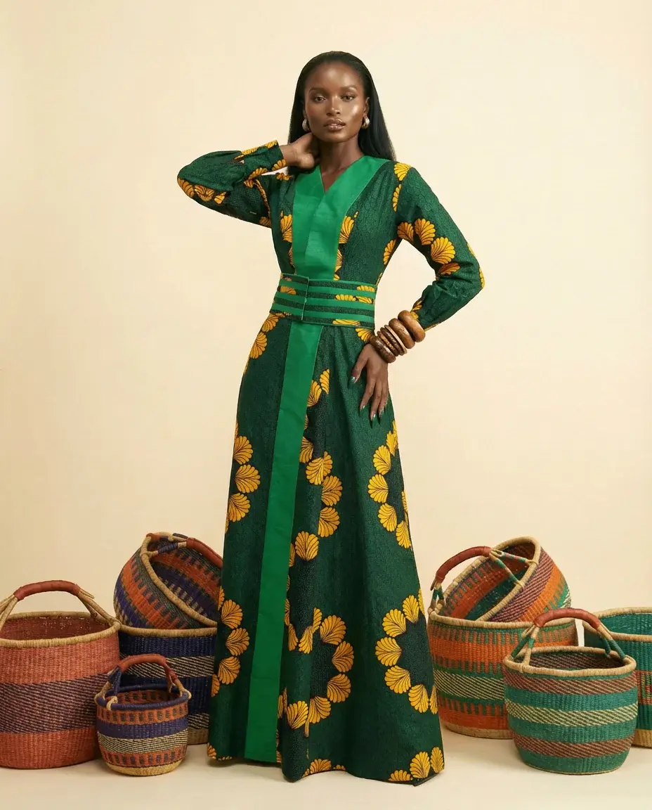 Nzuko Flared Ankara Gown: Dual-Wear Dress & Jacket