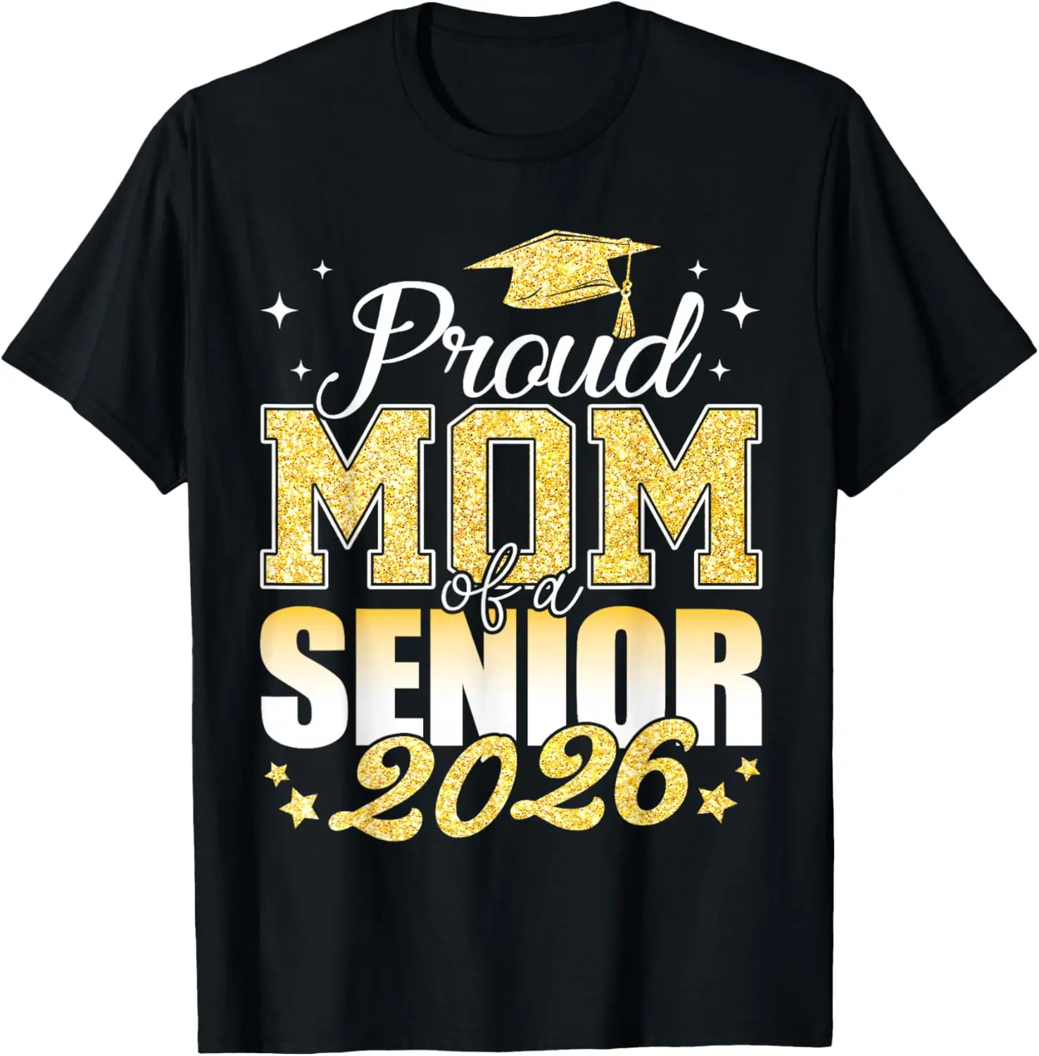 Proud Mom of A Senior 2026 class of 2026 Graduate T-Shirt Pure Cotton Graphic Tees Menswear Top: Gifts for Men & Women, Natural, Shortsleeve