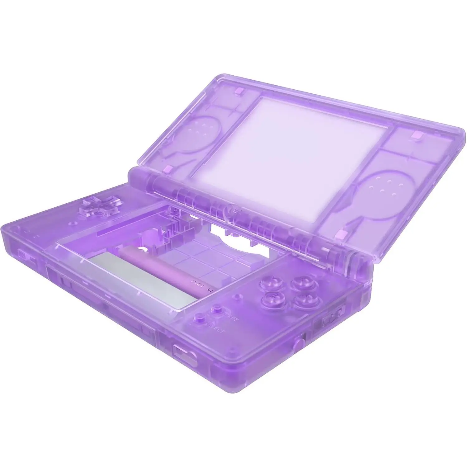 eXtremeRate Clear Atomic Purple Replacement Full Housing Shell for Nintendo DS Lite, Custom Handheld Console Case Cover with Buttons, Screen Lens for Nintendo DS Lite NDSL - Console NOT Included