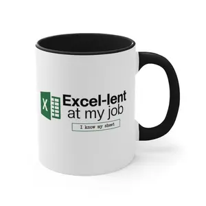 Excel-lent at My Job Mug, Funny Spreadsheet Nerd Coworker Gift, Microsoft Excel Mug, Funny Accountant Data Analyst Present, Coffee Drinkware