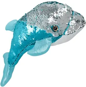 Flip Sequin Dolphin Plush Toy, 1PC, Soft Stuffed Dolphin with Color Changing Sequins, Cute Home and Nursery Animal Decorations, Calming Fidget Toy for Girls and Boys, 18"es