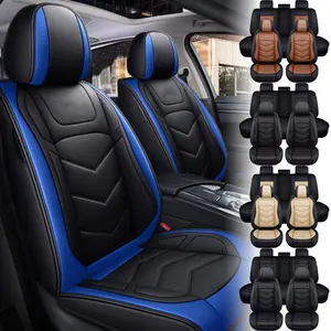 5-Seats Car Seat Covers Full Set Waterproof Nappa Leather 40/60 Spilt Bench Cover Universal For Nissan /Honda /Civic /CRV /Hrv /Kia /Sorento /Toyota /Corolla /4Runner /Camry /Hyundai /Mazda (Full Set)