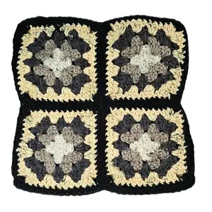 The 8 Square Beanie Hat Crochet Granny Square Hat - Black Dove