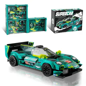3-in-1Building Blocks Sports Car Model with Storage Display Case, Acrylic Transparent Wall Mountable Stand, 6.69inch Finished Size Stackable Vertical Display, Home Decoration Household Items Adult Toys Valentine's Day Gifts