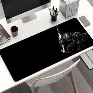 Armored Warrior with Sword Large Gaming Mouse Pad, Cool Desktop Protective Pad, Desk Accessory, Washable Rubber Pad Non-Slip Lock Edge Multi-Size Mouse Pad Suitable For Home Office, Good Gift for Family and Friends, Office Desk Accessories