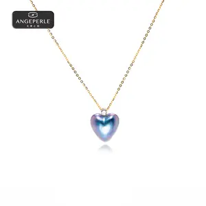 ANGEPERLE Heart-shaped Mabe saltwater pearl pendant 13-14mm zpbj035