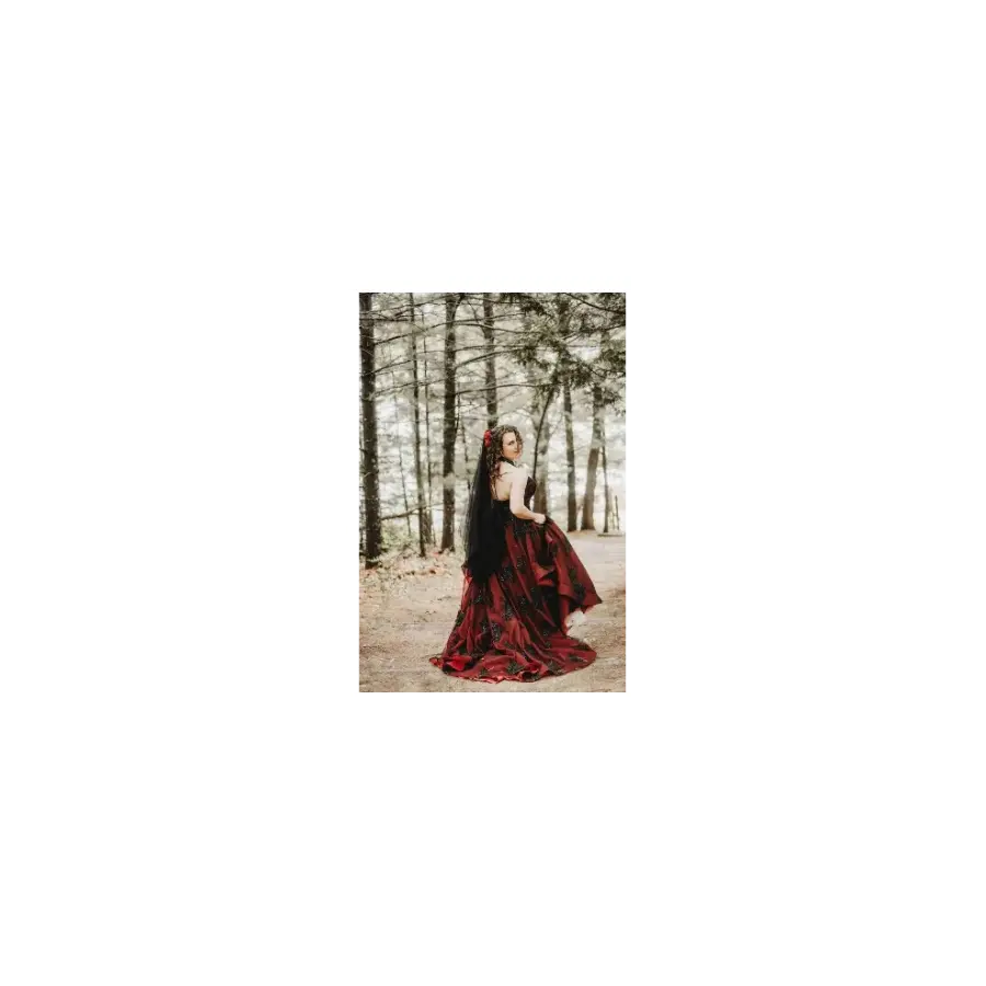 Tarah Burgundy and Black Wedding Dress, Wine Red Wedding Dress,Halloween Wedding Dress,Gothic Wedding Dress, Custom Black Wedding Dress