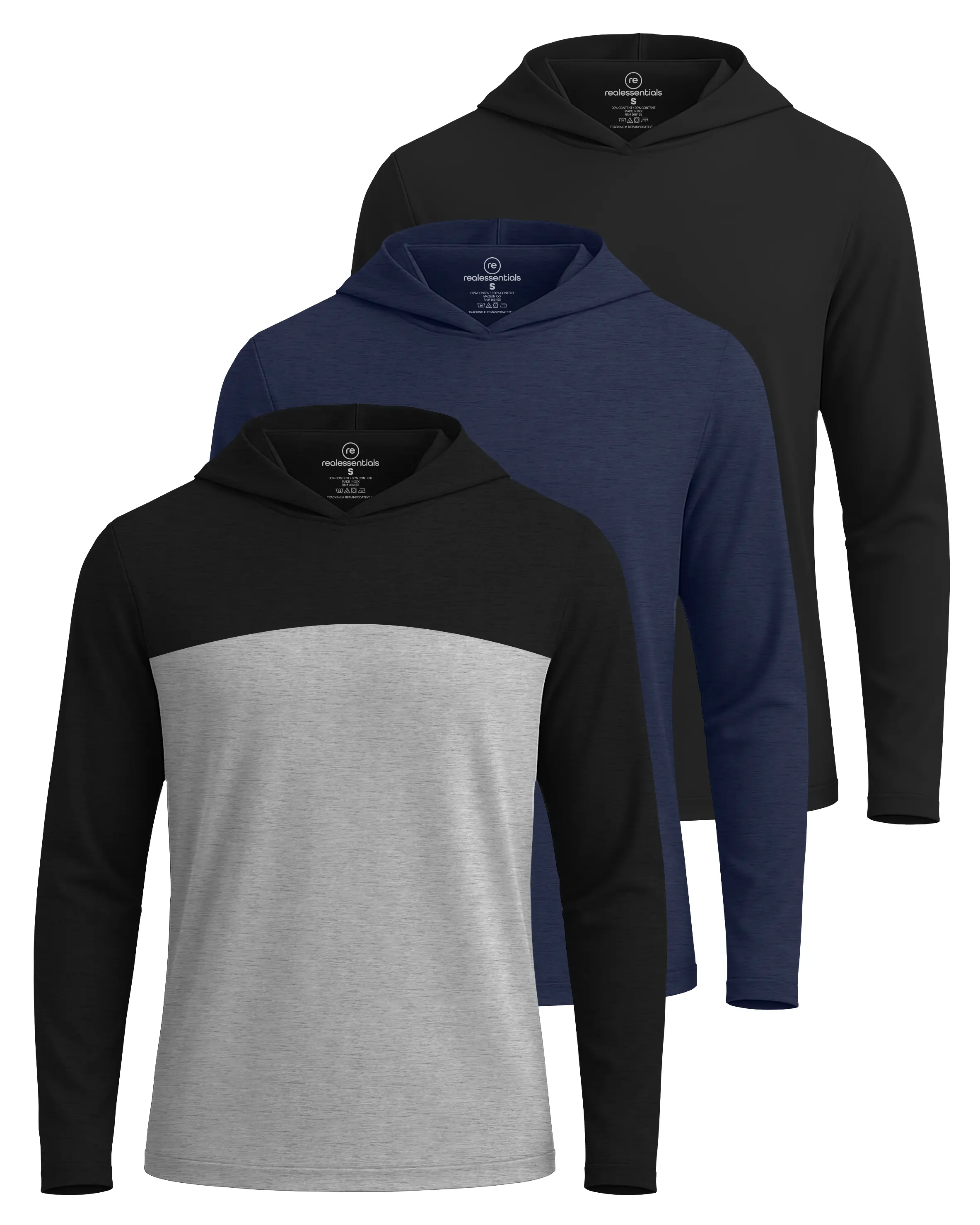 3 Pack Mens Dry Fit Pullover Hoodie Sun Sweatshirts Athletic Gym Workout