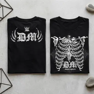 Men's Black Dominik Mysterio Bandana Rib Cage Casual Round Neck Shortsleeve Menswear Top, Dirty Dom WWE Pro Wrestling Graphic Tee, Judgment Day Vintage Streetwear Shirt