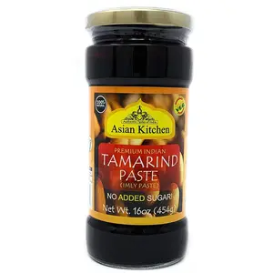 Asian Kitchen Tamarind Paste Puree (Imli) 16oz (454g) 1lb Glass Jar, Gluten Free, No added sugar ~ All Natural | Vegan | NON-GMO | No Colors
