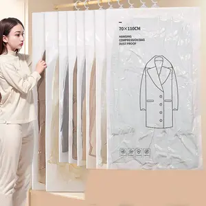 8 Pack Hanging Vacuum Sealed Storage Bags, Space Saver Bags, Space Saving Clothing Organizer, Clothes Organizer, Hand Pump Compression Bag for Closet Organization