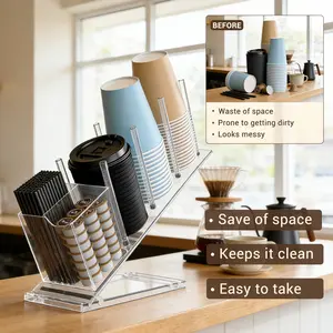 Acrylic Coffee Capsule Holder for Kitchen Countertop - 15.7 x 4.7 Inch Transparent Storage Rack - Clear Organizer for Coffee Pods - Space-Saving Design - Color: Transparent