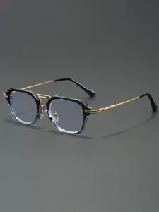 Fashionable and Artistic Square Frame Glasses Ultra Thin Metal Temples Simple Literary Style Glasses Suitable for Daily and Commuting Wear