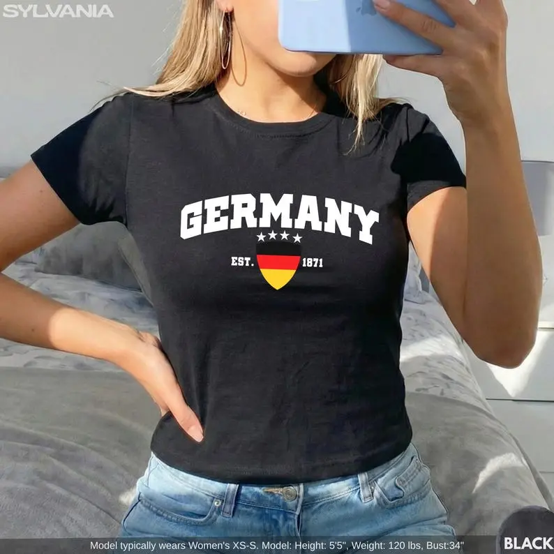 Germany Baby Tee, Deutschland Flag Graphic Tee, German Pride Shirt, Sports Fan Fashion Top