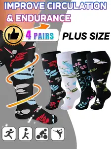 Plus Size Compression Socks for Men & Women, 20-30mmhg Wide Calf Booster Socks for Circulation, Running, Nurses, Pregnant Women