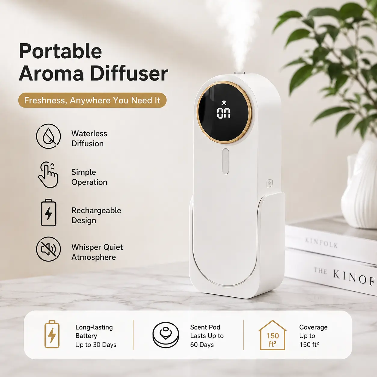 Waterless Portable Mini-Size Aroma Diffuser with 40ml Oil Tank for Home Fragrance Waterless Portable Mini-Size Aroma Diffuser with 40ml Oil Tank for Home Fragrance