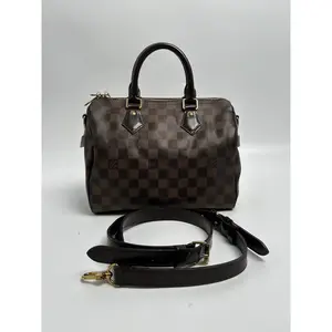 Pre-owned Louis Vuitton Canvas Shoulder Bags Damier Ebene Speedy Bandoulière 25 Handle Handbag JA862LV