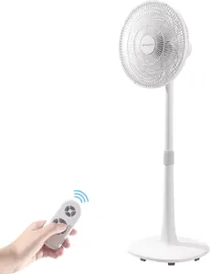BananaDeer 7 Blades 14.5-Inch 4-Speed Oscillating Pedestal Floor Fan, Adjustable Height, Stand Fan for Home, DC Motor, With Remote Control, Timer, Tilted Head, Bedroom, Office, Kitchen and Living Room