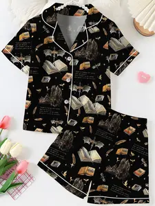 Bookish Castle Pajama Set, Cozy Book Lover Sleepwear, Romantasy Nightwear, Fantasy Pajamas Gift for Readers, BookTok Pajamas