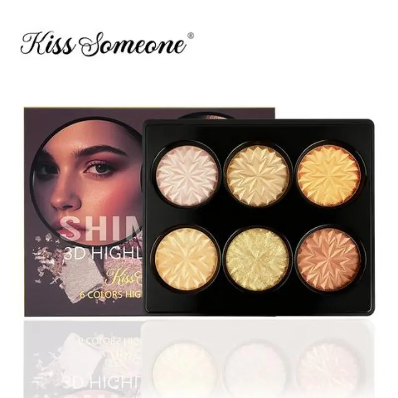 6-color highlighter palette dark brightening fine glitter powder makeup face makeup Effortless Bronzer Bronzer Contour