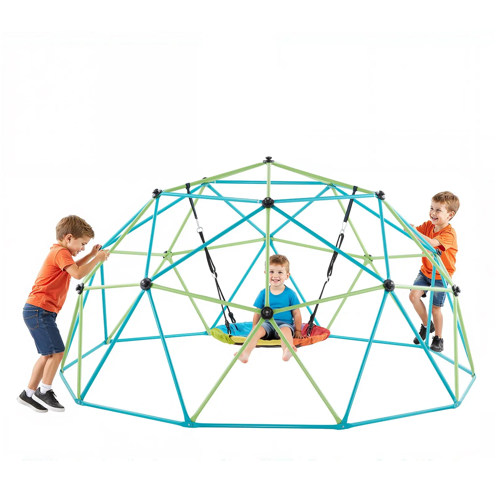 VEVOR 10 ft Geometric Dome Climber with Disc Swing, 1000 lbs Load Capacity Unisex Outdoor Climbing Play Equipment for Ages 3-10, 120x120x60 in, 81.3 lbs, Easy-Assembly Backyard Jungle Gym