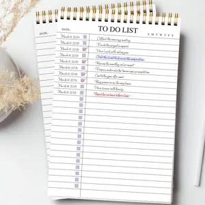 Two Books 52 Sheets To-Do List Coil Notepad, Weekly Planner, Simple Desktop Task Planner, Date Week Check Box, Daily Office Study Journal, Home Memo Pad
