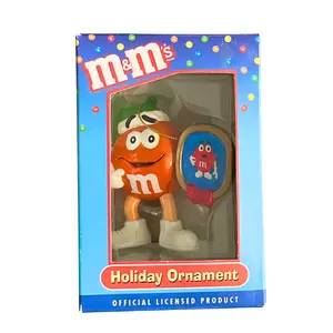 Vintage Kurt Adler M&M's Orange M&M Holding Framed Red M&M Christmas Ornament