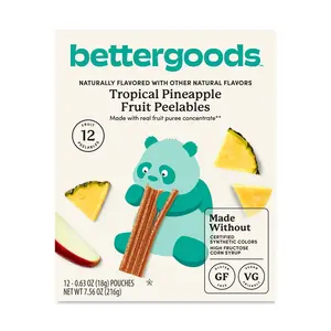 bettergoods Tropical Pineapple Fruit Peelables – Tropical Pineapple Fruit Peelables, 0.63 oz Packs, 12 Count | Sweet & Refreshing Frozen Fruit Treat