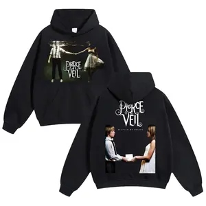 Unisex Pierce The Veil Band  Cotton Hoodie For Autumn Winter Thick Warm Retro Print Versatile For Ins Street Style Couples Outfits Top Choice For Boyfriend Gift Fabric Menswear Casual Fit