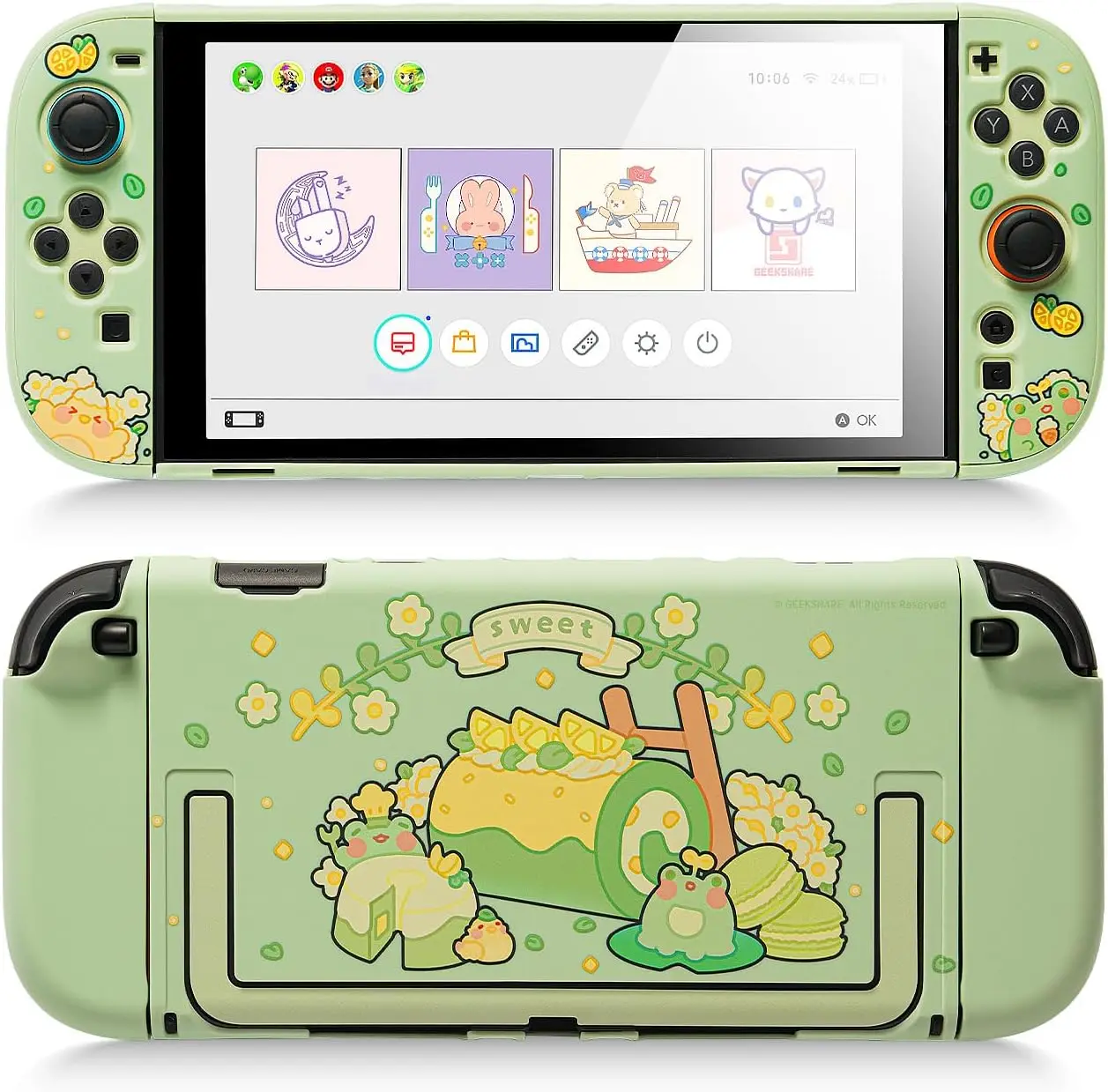 GeekShare Switch 2 Protective Case - Durable Hard PC Slim Dockable Shell Cover for Switch 2 Handheld Game Console & Joy-Con Controllers, Cute Cartoon Joystick Accessories for Players
