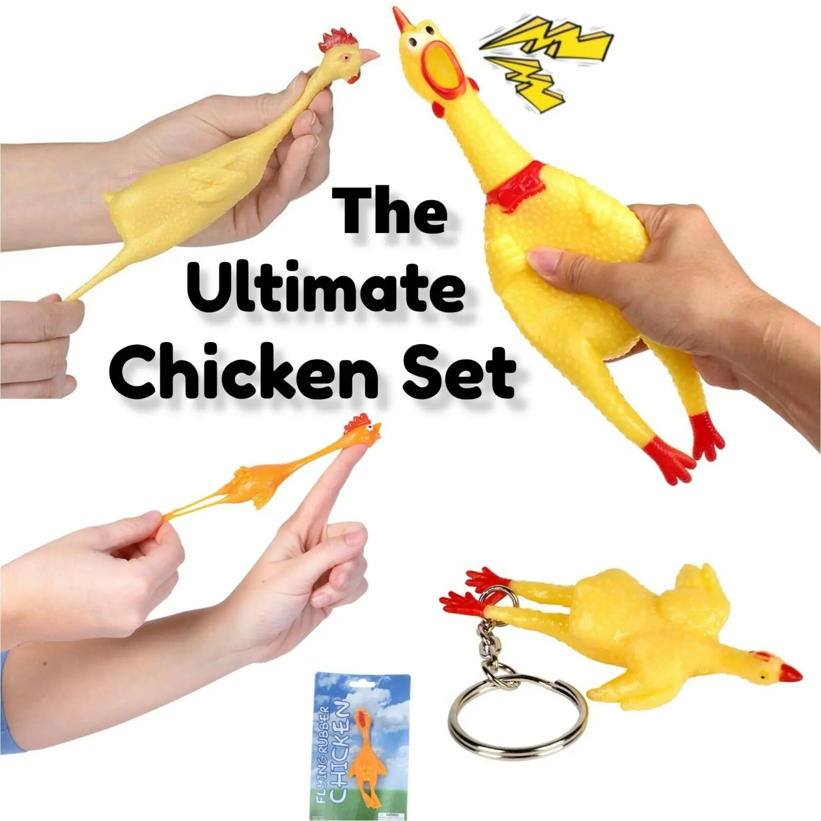 🐔 Ultimate Chicken Gag Toy Set – 4-Piece Hilarious Combo Pack