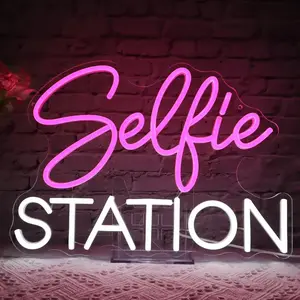 Selfie Neon Light Sign for Shop Wall Decor,Custom Led Art Aesthetic Signs for Home Room Business Neon Decoration Photo Backdrop Wedding Party Decoration Gift(Color : Pink)
