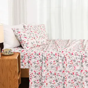 Orbby T-144 100% Cotton Percale Sheet Set 3PC – Ultra Soft Cooling Breathable Bedding, Deep Pocket Fit, Floral Aesthetic Bed Sheet Set