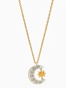 Fashion Moon Sun Pendant Necklace, High-Quality European Style Jewelry, Cross-Border Accessories, Lockbone Chain for Women