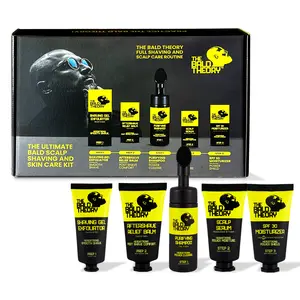 The Bald Theory Ultimate Kit, Complete Cleansing, Moisturizing, Hydrating & Protector Power Shield with Hyaluronic Acid, Salicylic Acid, Tea Tree, Mint Oil & Aloe Vera. Pack of 5