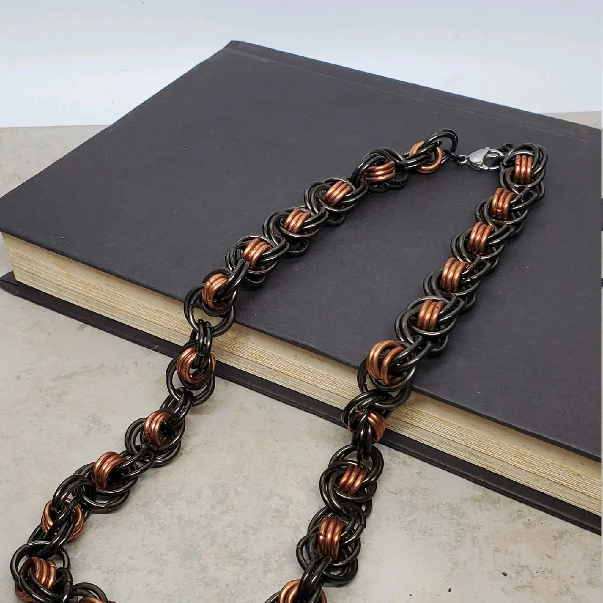 Mixed Metal Chainmaille Necklace, 20" long necklace, Unisex necklace, mens necklace
