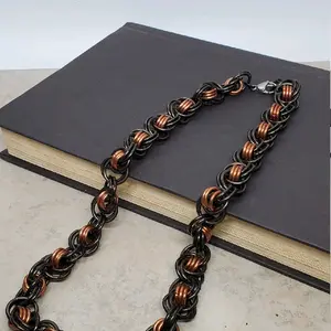 Mixed Metal Chainmaille Necklace, 20" long necklace, Unisex necklace, mens necklace