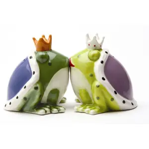 Kiss a Lot of Frogs King and Queen Frog Salt and Pepper Shakers Set