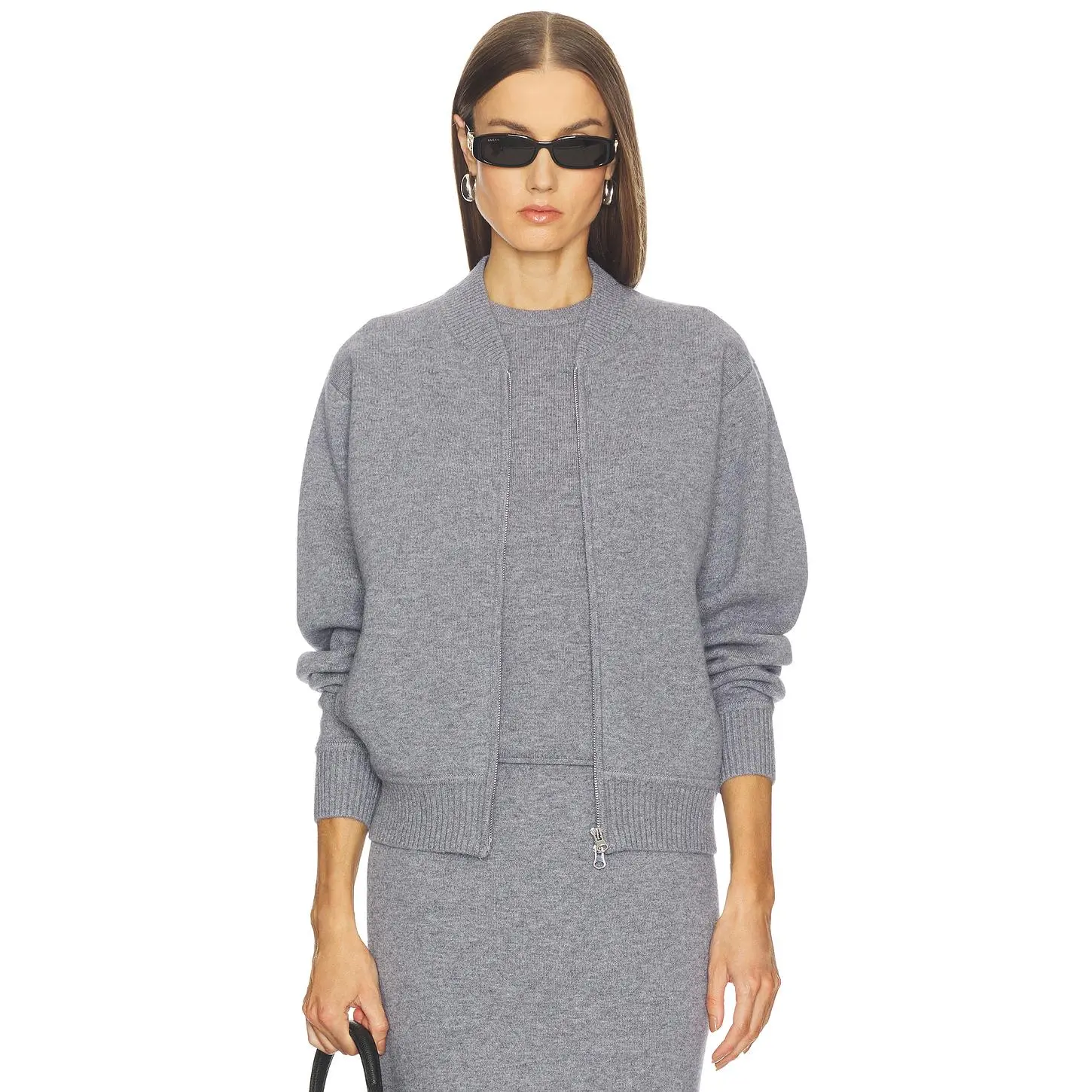 SRG Velma Knit Bomber Jacket in Grey