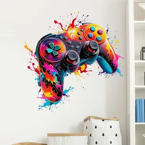 Flame Game Controller Wall Sticker, Baby Room Door Decorative Decal, Cool Gaming Handle Stickers, Game Room Decoration