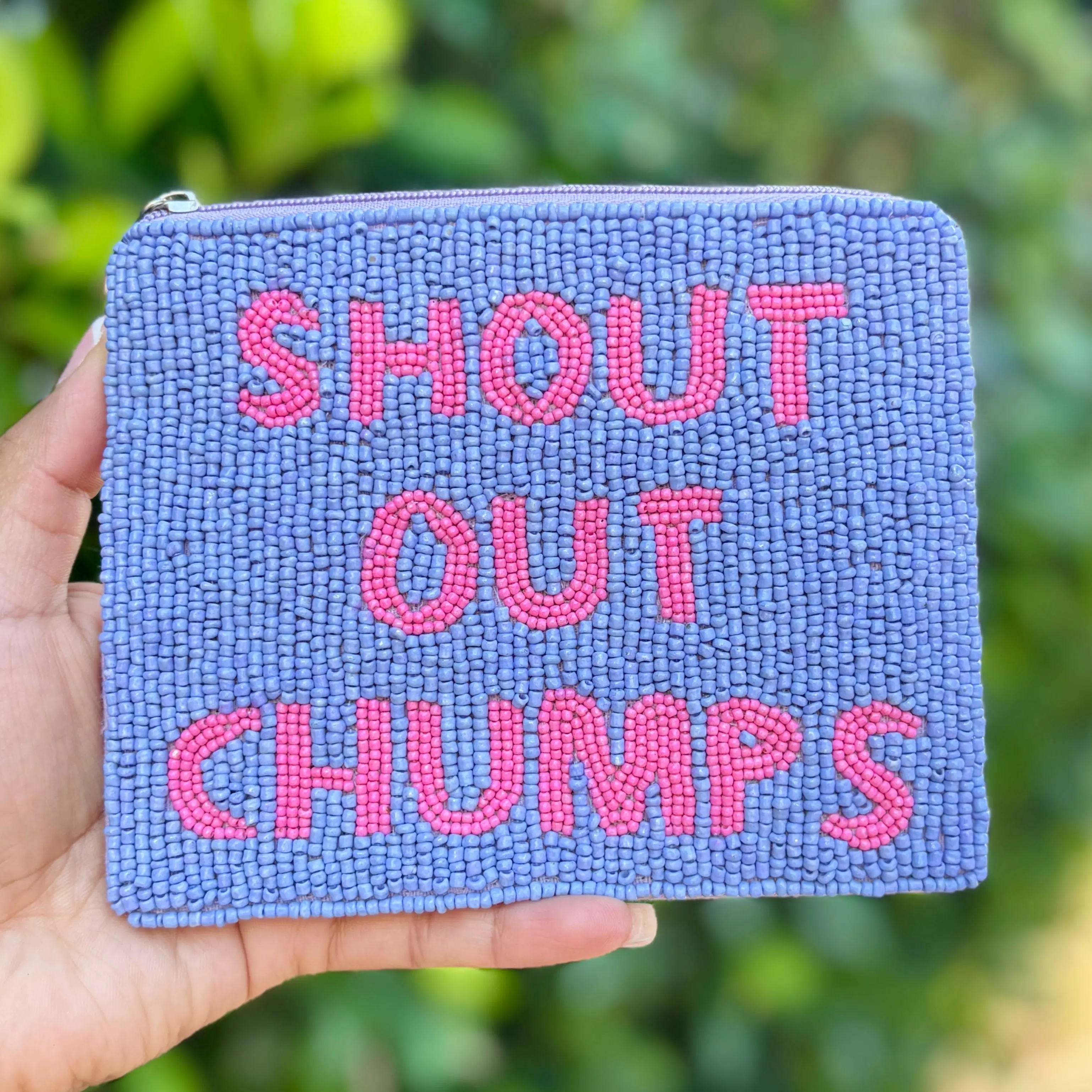 Shout Out Chumps Beaded Pouch