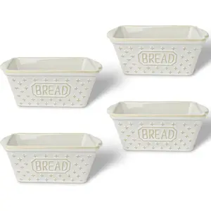 GDCZ Mini Loaf Pan, 6.4 x 2.4 Inch Loaf Pans, Bread Baking Pan for Cooking, Non-Stick Bread Pans for Baking, Rectangular Bread Pan, Set of 4 (White)