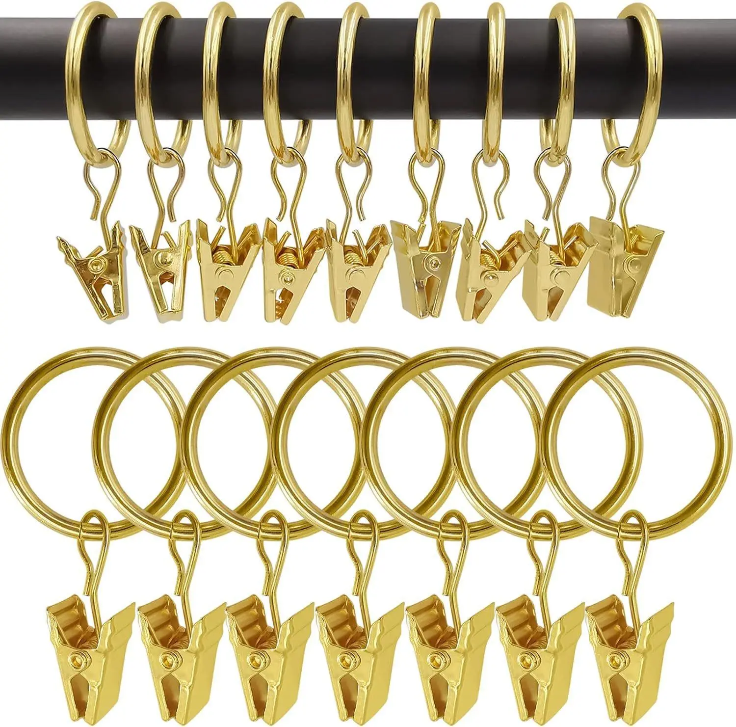 40 pcs Metal Curtain Rings with Clips Drapery Rings for Pleated Drapes Heavy Duty Drapery Clips with Rings for Hanging Drapery Drapes Bows