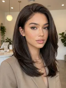 Topshe Short Straight Hair Wig, Hand-Woven Lace Front, Medium Length, Natural Look, Suitable for All Occasions, No Ca Prop 65