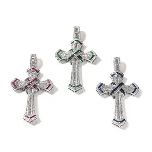 Hip hop brand encrusted zircon cross pendant hipster men's necklace personality simple