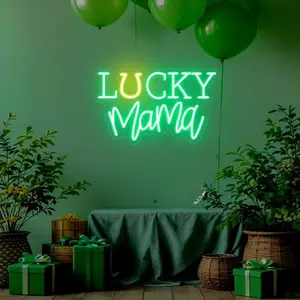 Lucky Mama Neon Sign, USB Powered Neon Light, Wall Mounted LED Light, Easy To Hang Gift for Mom, Home Decor for Living Room Bedroom