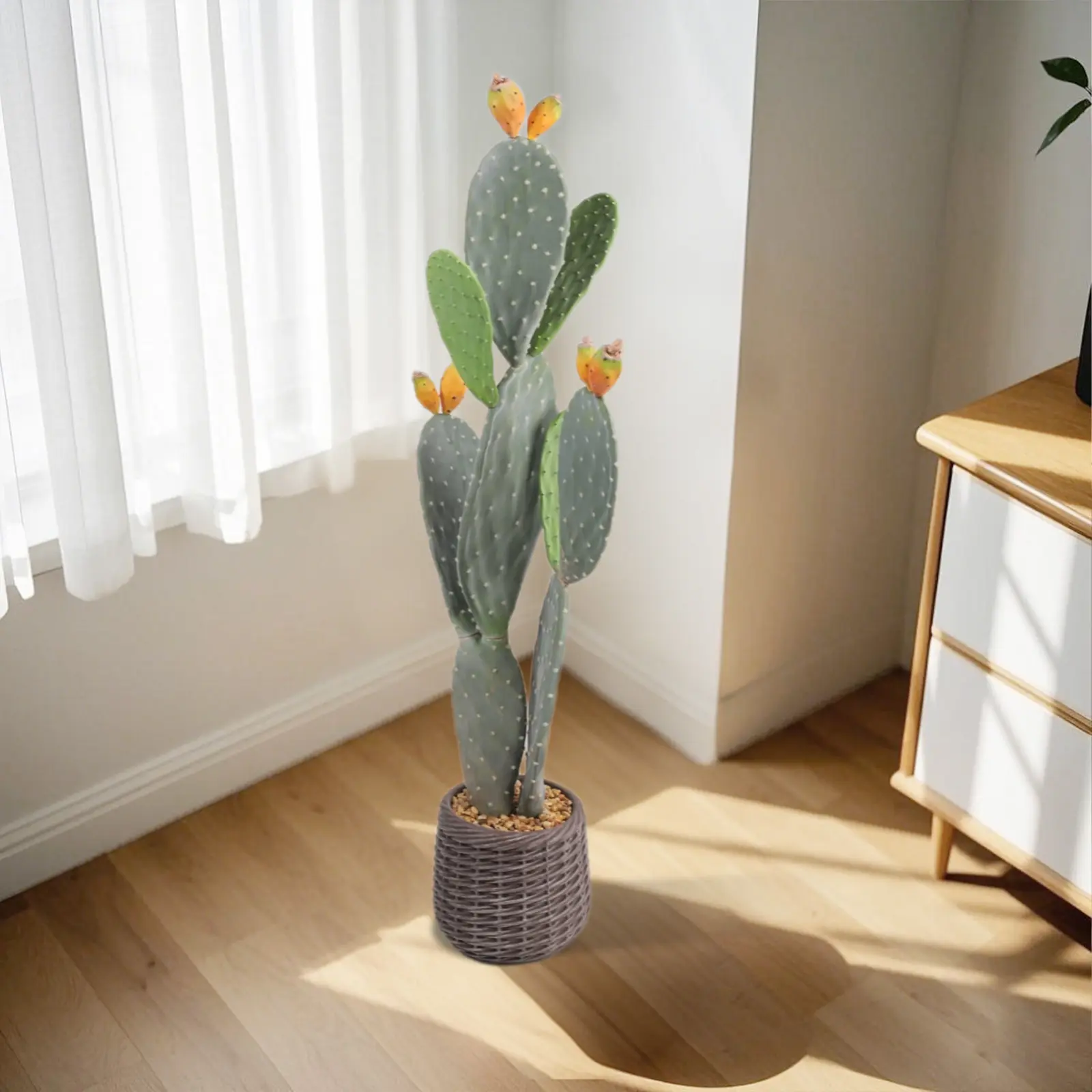 Artificial Cactus Potted Plant 42" Tall Fake Big Cactus Plants, Faux Cacti Realistic Lifelike Saguaro for Indoor Outdoor Home Office Shop Garden Balcony Patio Entranceway Decoration