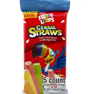 Froot Loops Cereal Straws - Nostalgic Snack for Breakfast or Milk Sweet Food Fruit Candy fruity candy Bonbon
